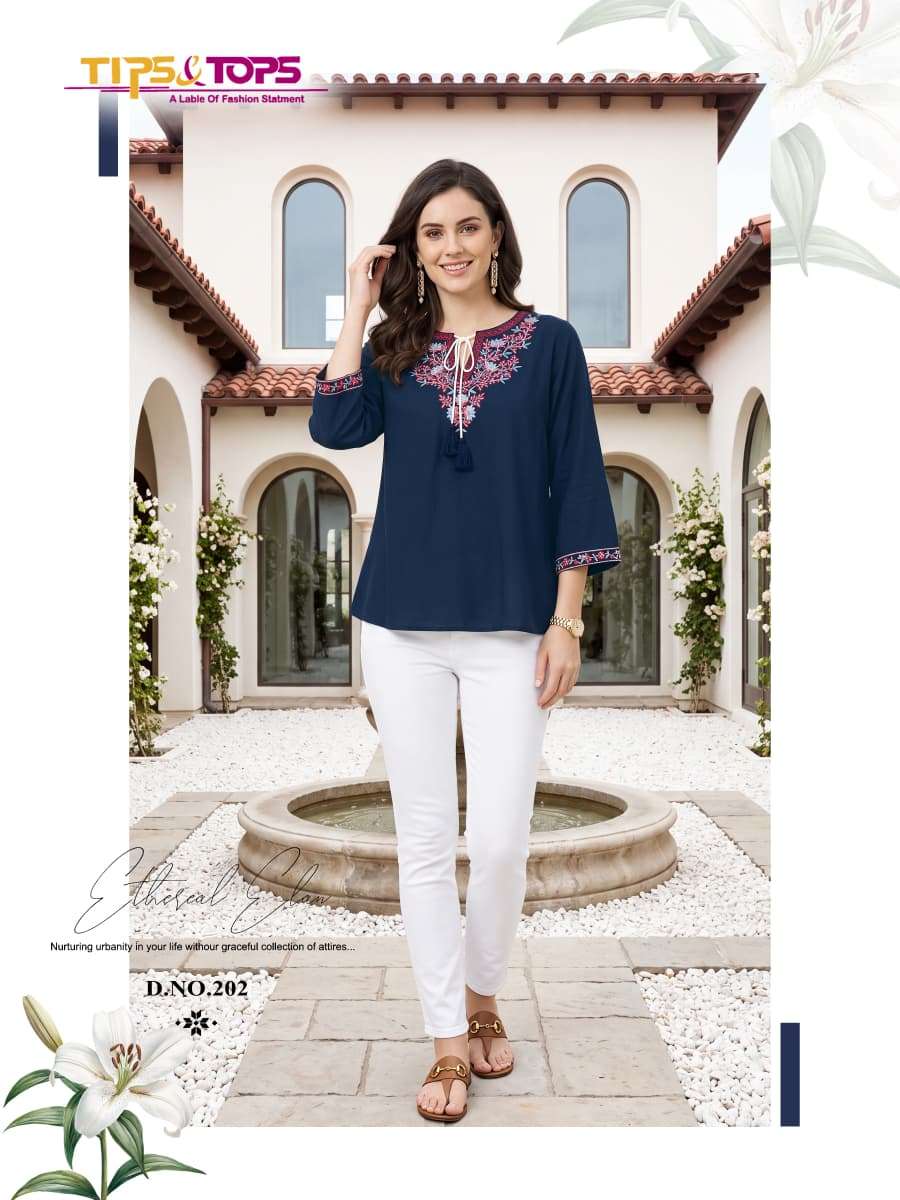 TIPS & TOPS TWINKLE VOL 2 RAYON FANCY WESTERN SHORT KURTIS DAILY WEAR LOOK SURAT